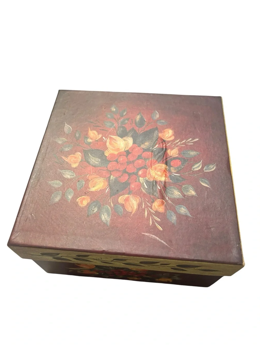 stack of four vintage Cottagecore decorative nesting boxes